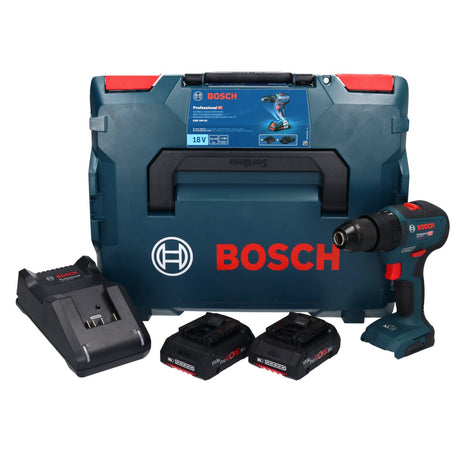 Bosch GSB 18V-55 Professional Perceuse-visseuse à percussion sans fil 55 Nm Brushless 18V + 2x Batteries ProCORE 4,0Ah + Chargeur + Coffret L-Boxx (06019H5304)