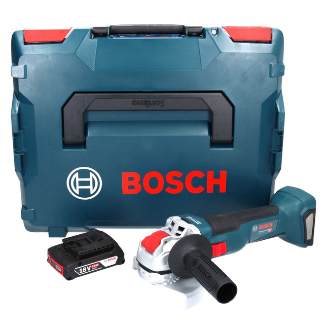 Bosch GWX 18V-10 Profesjonalna akumulatorowa szlifierka kątowa 18 V 125 mm X-LOCK Brushless + 1x akumulator 2,0 Ah + L-Boxx - bez ładowarki