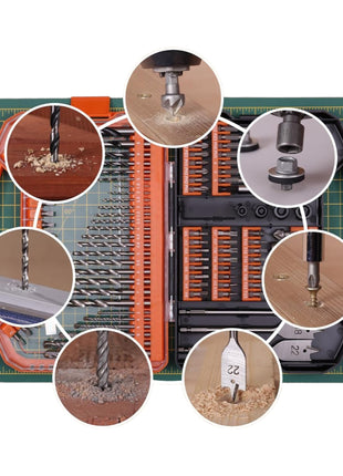 WellCut 101 pcs. set d'embouts et de forets en coffret 1/4'' Phillips / Pozidriv / Fente / Hex / Torx / Robertson / Mèches à bois, acier et pierre ( WC-DB101U )