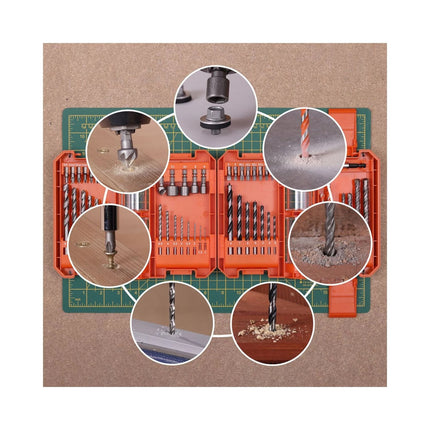 WellCut Juego de brocas y destornilladores de 51 piezas de acero HSS, con portapuntas magnético y estuche portátil ( WC-DB51U )