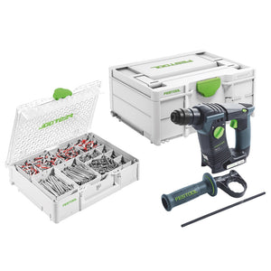 Festool BHC 18 Basic Akku Bohrhammer 18 V 25 Nm 1,8 J SDS Plus Brushless ( 576511 ) + 650 tlg. Schrauben und Dübel + Systainer - ohne Akku, ohne Ladegerät