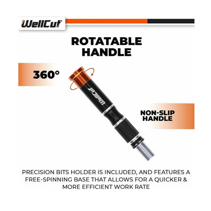 WellCut Juego de puntas de destornillador multiusos de precisión, destornillador con mango antideslizante, 20 puntas, caja de almacenamiento, 21 piezas (WC-MPS21U)