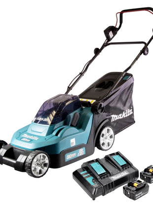 Cortacésped a batería Makita DLM 382 CT2 36 V (2x 18 V) 38 cm 40 l + 2x batería 5,0 Ah + cargador doble