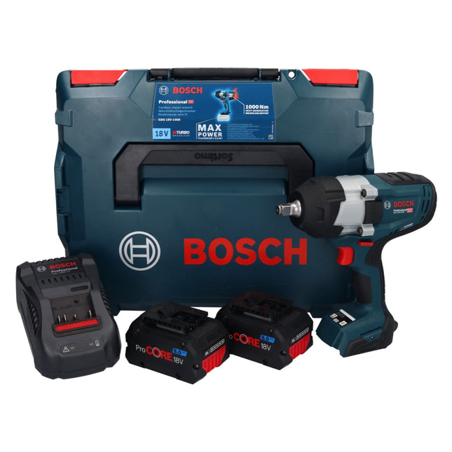 Bosch GDS 18V-1000 Llave de impacto profesional sin cable 18 V 1000 Nm BITURBO Brushless + 2x ProCORE batería recargable 8,0 Ah + cargador + L-Boxx ( 06019J8302 )