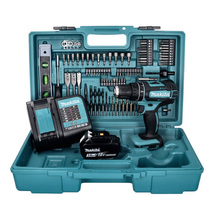Makita DHP 482 SFX5 Akku Schlagbohrschrauber 18 V 62 Nm + 1x Akku 3,0 Ah + Ladegerät + 101 tlg. Zubehör Set + Koffer - Toolbrothers