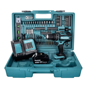 Makita DHP 482 SFX5 Akku Schlagbohrschrauber 18 V 62 Nm + 1x Akku 3,0 Ah + Ladegerät + 101 tlg. Zubehör Set + Koffer