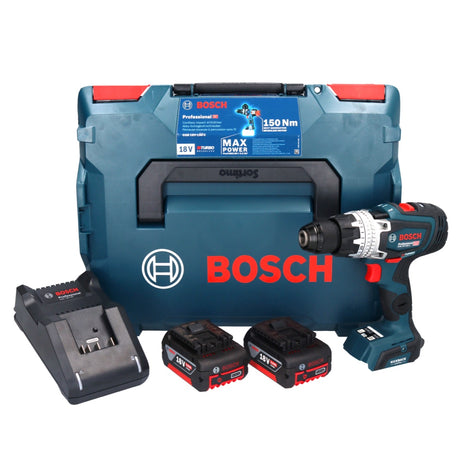 Bosch GSB 18V-150 C Profesjonalna akumulatorowa wiertarko-wkrętarka udarowa 18 V 150 Nm Biturbo Brushless + 2x akumulator 5,0 Ah + ładowarka + L-Boxx