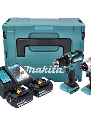 Makita DLX 2289 TJ Combo Kit 18 V con trapano avvitatore a batteria DDF 485 + avvitatore a percussione a batteria DTD 153 + 2x batteria ricaricabile 5,0 Ah + caricabatterie + Makpac