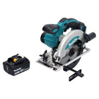 Sega circolare Makita DSS 610 T1 18 V 165 mm + 1x batteria 5,0 Ah - senza caricabatteria