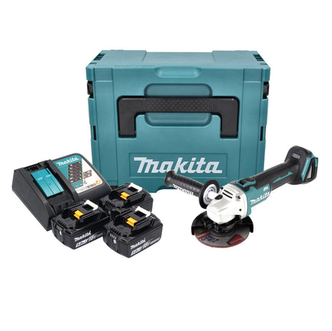 Makita DGA 504 RT3J akumulatorowa szlifierka kątowa 18 V 125 mm bezszczotkowa + 3x akumulator 5,0 Ah + ładowarka + Makpac