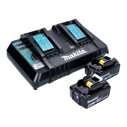 Tronçonneuse à batterie Makita DUC 356 PTB 36 V (2x 18 V) 35 cm sans balais + 2x batterie 5,0 Ah + double chargeur