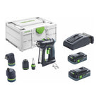 Festool C 18 HPC 4,0 l set trapano avvitatore a batteria 18 V 45 Nm brushless ( 576993 ) + 2x batteria ricaricabile 4,0 Ah + caricabatterie + attacco eccentrico + attacco angolare + systainer