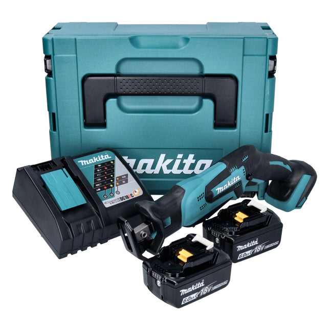 Makita DJR 185 RGJ cordless reciprocating saw 18 V + 2x rechargeable battery 6.0 Ah + charger + Makpac