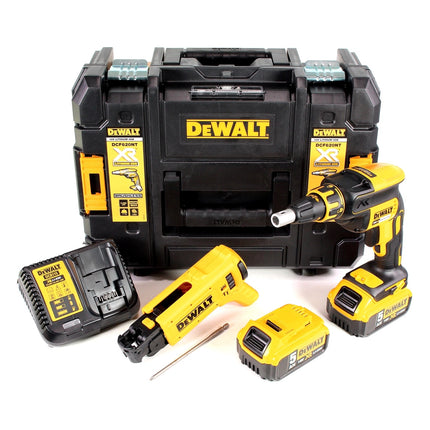 DeWalt DCF 620 P2K cordless drywall screwdriver 18 V 30 Nm brushless + 2x rechargeable battery 5.0 Ah + charger + magazine attachment + TSTAK