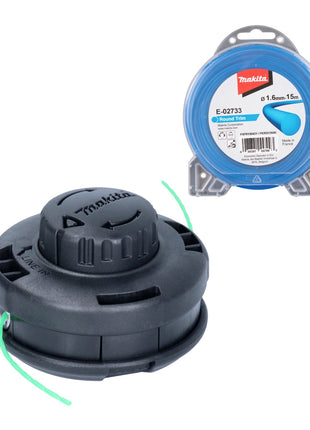 Makita 2 teste filettate Tap&Go 2,0 mm ( 191D91-7 ) + filo di taglio rotondo 1,6 mm 15 m ( E-02733 ) per tagliaerba a batteria 18 V DUR 187 e DUR 188