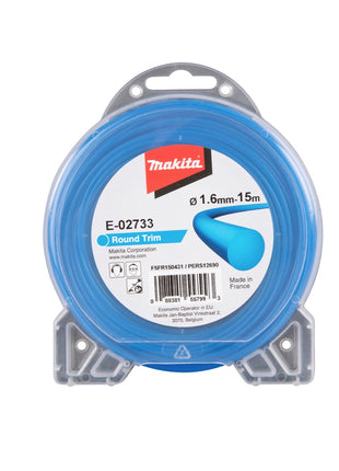 Makita 2 teste filettate Tap&Go 2,0 mm 2 pezzi ( 2x 191D91-7 ) + filo di taglio rotondo 1,6 mm 15 m 2 pezzi ( 2x E-02733 ) per tagliaerba a batteria 18 V DUR 187 e DUR 188