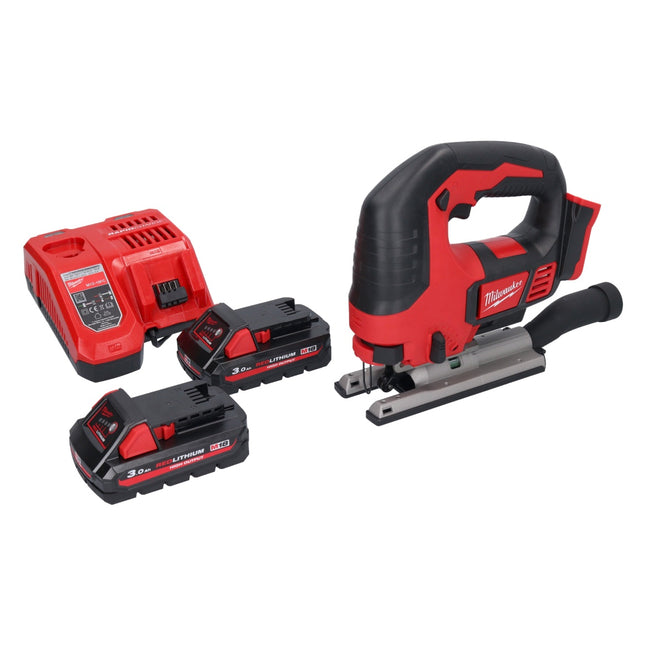 Milwaukee M18 BJS-302 cordless jigsaw 18 V + 2x rechargeable battery 3.0 Ah + charger