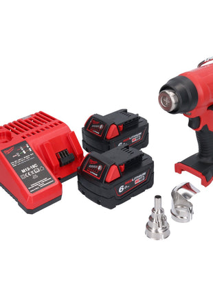 Milwaukee M18 BHG-602 Akku Heißluftgebläse 18 V 470 °C + 2x Akku 6,0 Ah + Ladegerät