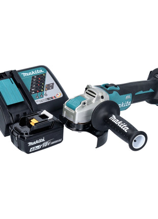 Makita DGA 521 RM1X1 cordless angle grinder 18 V 125 mm X-LOCK Brushless + 1x rechargeable battery 4.0 Ah + charger