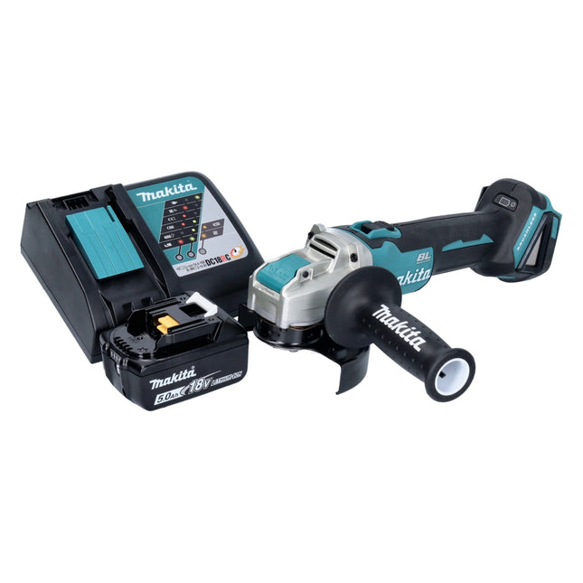 Makita DGA 521 RT1X1 cordless angle grinder 18 V 125 mm X-LOCK Brushless + 1x battery 5,0 Ah + charger