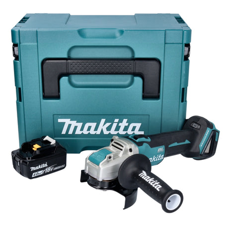 Makita DGA 521 M1X1J Smerigliatrice angolare a batteria 18 V 125 mm X-LOCK Brushless + 1x batteria ricaricabile 4,0 Ah + Makpac - senza caricabatterie