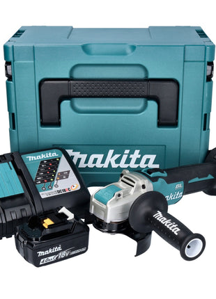 Makita DGA 521 RM1X1J Smerigliatrice angolare a batteria 18 V 125 mm X-LOCK Brushless + 1x batteria ricaricabile 4,0 Ah + caricabatterie + Makpac