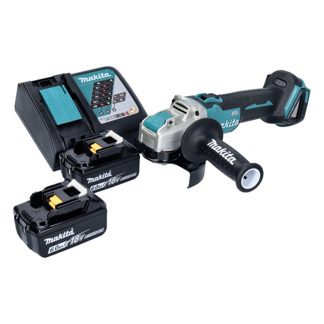 Makita DGA 521 RGX1 cordless angle grinder 18 V 125 mm X-LOCK Brushless + 2x battery 6,0 Ah + charger