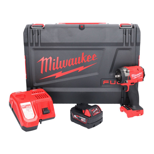 Milwaukee M18 FIW2F38-401X Akumulatorowy klucz udarowy 18 V 339 Nm 3/8 " bezszczotkowy + 1x akumulator 4,0 Ah + ładowarka + skrzynka HD