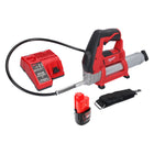 Milwaukee M12 GG-201C ingrassatore a batteria 12 V 562 bar + 1x batteria ricaricabile 2,0 Ah + caricatore