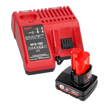 Pistola engrasadora a batería Milwaukee M12 GG-601C 12 V 562 bar + 1x batería 6,0 Ah + cargador