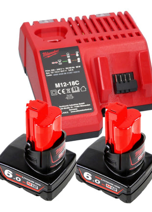 Milwaukee Milwaukee M12 GG-602C Batterie pompe à graisse 12 V 562 bar + 2x batterie 6,0 Ah + chargeur de batterie