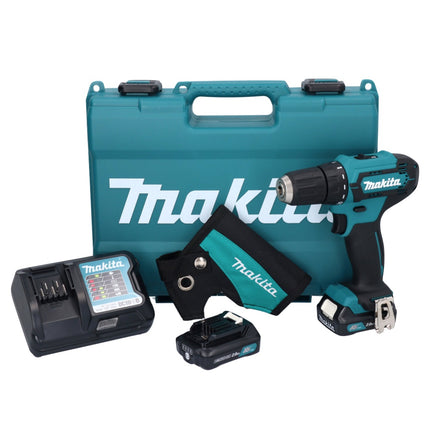 Maktia DF333DWAE Cordless Drill Driver max. 30 Nm 12V + 2x Batteries 2.0 Ah + Charger + Holster + Case