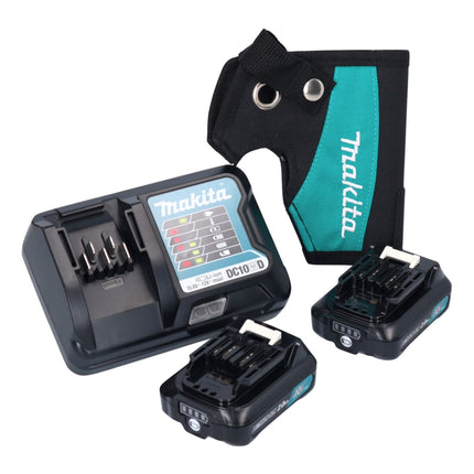 Maktia DF333DWAE Cordless Drill Driver max. 30 Nm 12V + 2x Batteries 2.0 Ah + Charger + Holster + Case