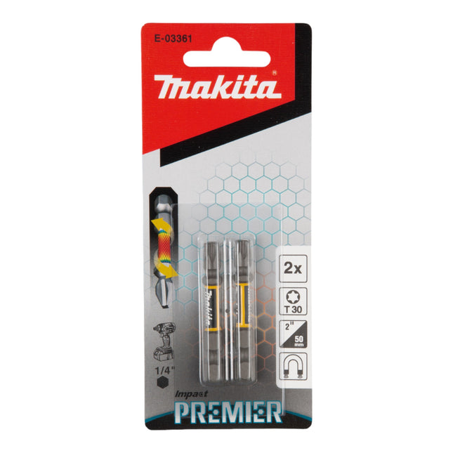 Makita Impact Premier torsion bit hexagon socket 1/4" T30 50 mm 2 pcs ( E-03361 )