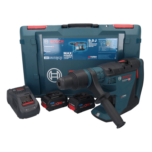 Bosch GBH 18V-40 C Professional Cordless Rotary Hammer 9.0 J 18V - SDS max - BITURBO Brushless + 2x ProCORE Batteries 8.0 Ah + Charger + XL-BOXX Case