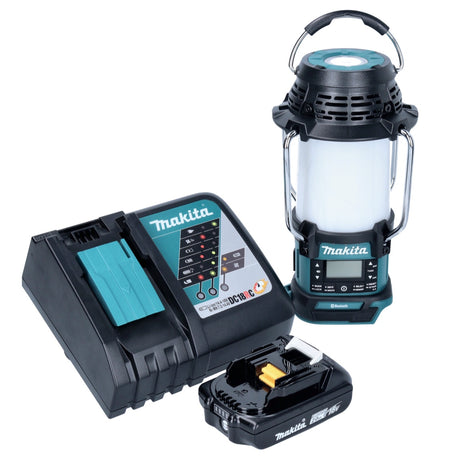 Makita DMR 056 RA1 radio a batteria 18 V FM DAB+ con lanterna 360° torcia IP65 + 1x batteria ricaricabile 2,0 Ah + caricatore