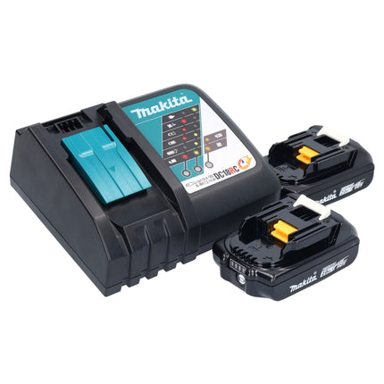 Makita DMR 056 RA radio inalámbrica 18 V FM DAB+ con linterna 360° IP65 + 2x batería recargable 2,0 Ah + cargador