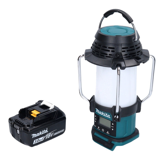 Makita DMR 055 F1 cordless radio 18 V FM with lantern 360° torch + 1x rechargeable battery 3.0 Ah - without charger
