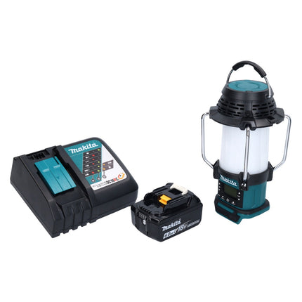 Makita DMR 055 RG1 radio inalámbrica 18 V FM con linterna 360° + 1x batería recargable 6,0 Ah + cargador