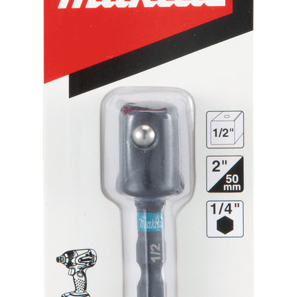 Makita B-66874 Adaptador de vaso de punta 50 mm 1/4" hexagonal - 1/2" cuadrado