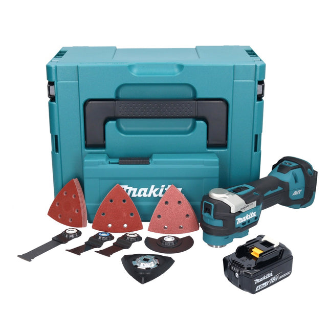 Makita DTM 52 M1JX4 utensile multifunzione a batteria 18 V Starlock Max Brushless + 1x batteria 4,0 Ah + set di accessori + Makpac - senza caricabatterie