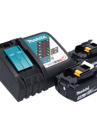 Herramienta multifuncional a batería Makita DTM 52 RTJX4 18 V Starlock Max Brushless + 2x baterías 5.0 Ah + cargador + set de accesorios + Makpac