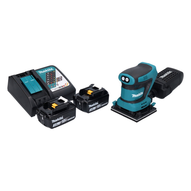 Makita DBO 480 RF cordless orbital sander 18 V 112 x 102 mm + 2x rechargeable battery 3.0 Ah + charger