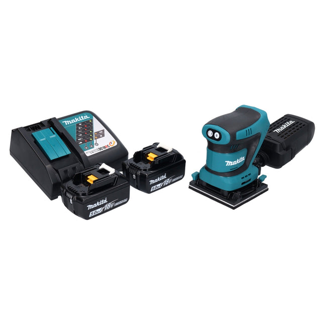Makita DBO 480 RT cordless orbital sander 18 V 112 x 102 mm + 2x rechargeable battery 5.0 Ah + charger