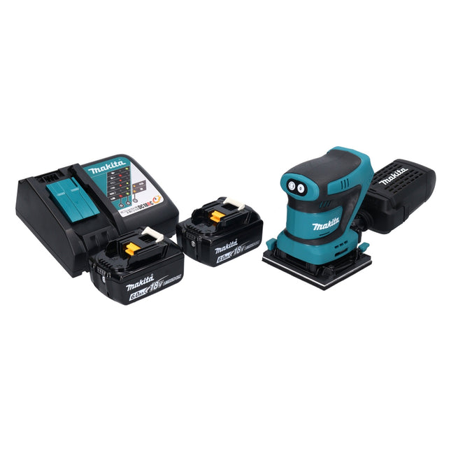 Makita DBO 480 RG cordless orbital sander 18 V 112 x 102 mm + 2x rechargeable battery 6.0 Ah + charger