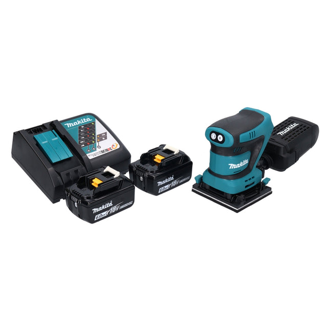 Makita DBO 480 RG cordless orbital sander 18 V 112 x 102 mm + 2x rechargeable battery 6.0 Ah + charger