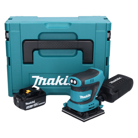 Makita DBO 480 F1J Levigatrice orbitale a batteria 18 V 112 x 102 mm + 1x batteria ricaricabile 3,0 Ah + Makpac - senza caricabatteria