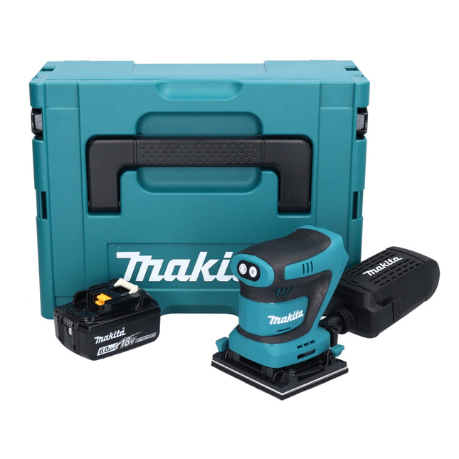 Makita DBO 480 G1J cordless orbital sander 18 V 112 x 102 mm + 1x rechargeable battery 6.0 Ah + Makpac - without charger