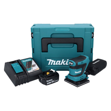 Makita DBO 481 RF1J Akumulatorowa szlifierka oscylacyjna 18 V 112 x 102 mm + 1x akumulator 3,0 Ah + ładowarka + Makpac