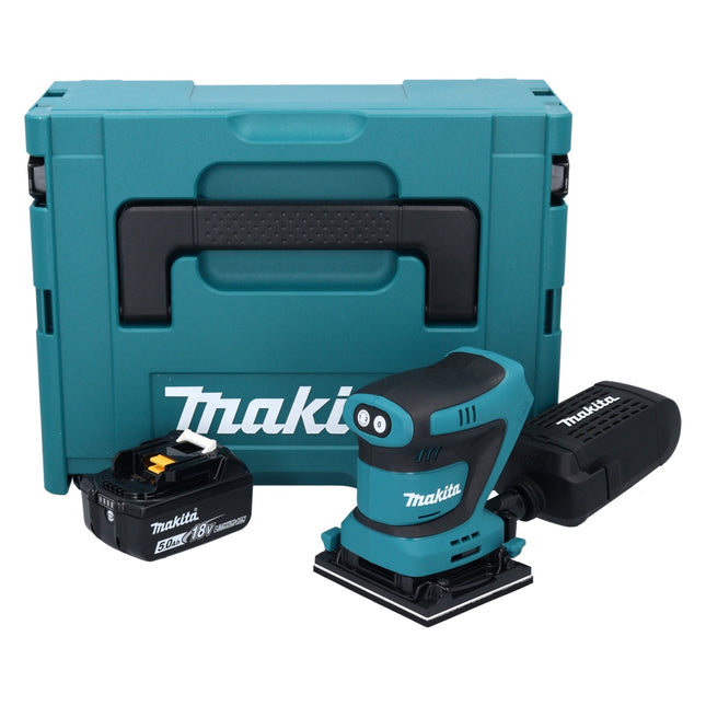 Makita DBO 481 T1J cordless orbital sander 18 V 112 x 102 mm + 1x rechargeable battery 5.0 Ah + Makpac - without charger